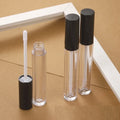 Custom Logo 5ml Round Empty Plastic Lipstick Tube UV Glossy Black for Concealer Liquid Foundation Blush
