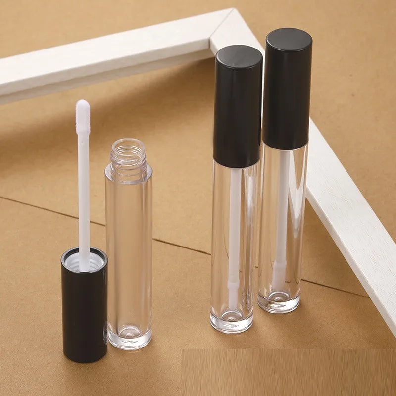 Custom Logo 5ml Round Empty Plastic Lipstick Tube UV Glossy Black for Concealer Liquid Foundation Blush