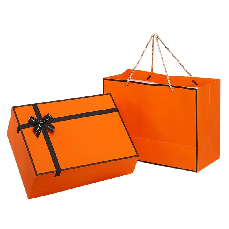 Custom Boxes with logo Packaging Luxury Gift Box Set square Bronzing Ribbon Lid Clothing Luxury Gift Box