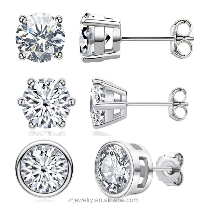 GRA Certified 4Carat Created Diamond Studs 14k 18k Plating Gold 6 Prong  Moissanite Diamond Earrings