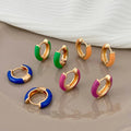 Candy Color Geometric Dripping Oil love Ear Buckle Female Design Personality Shaped Earrings 2026New Earrings
