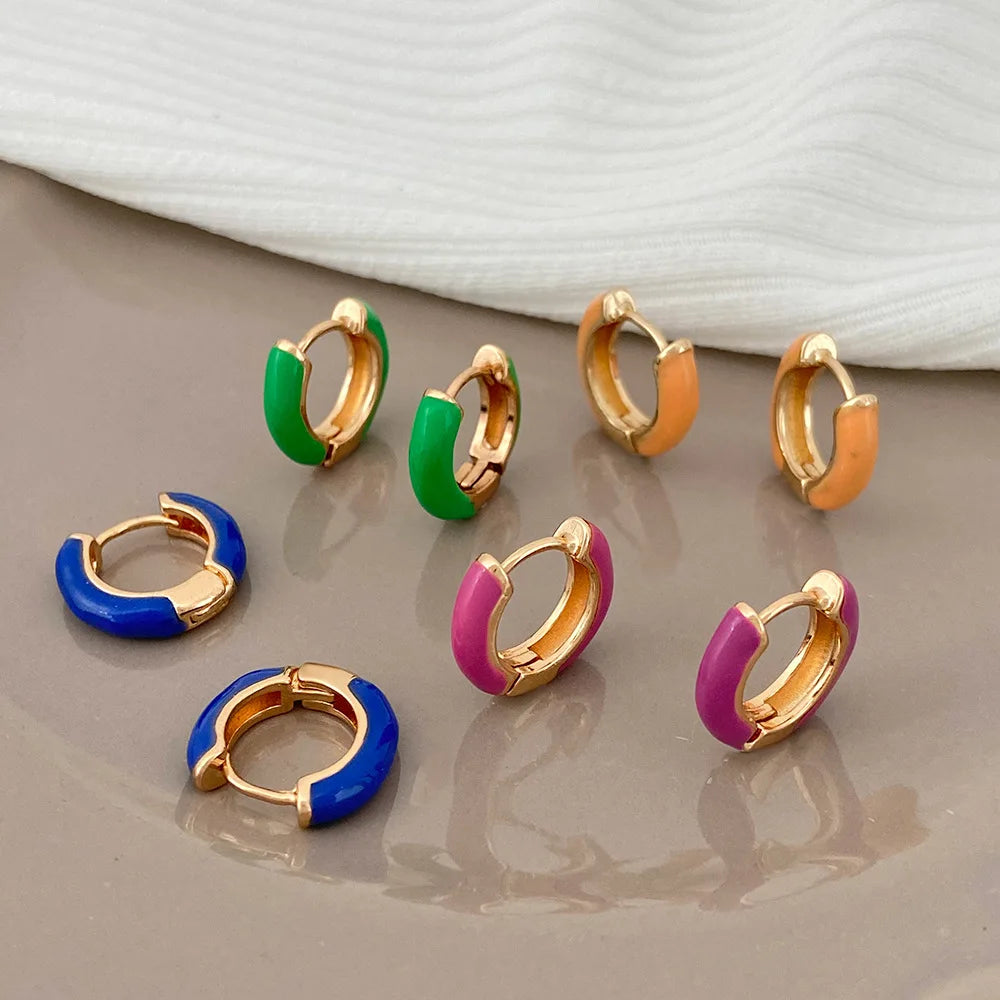 Candy Color Geometric Dripping Oil love Ear Buckle Female Design Personality Shaped Earrings 2026New Earrings
