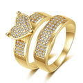 Micro Diamond Inlaid Luxury Bridal 18K Gold Plated Proposal Ring Women's Jewelry Set Wedding Ring