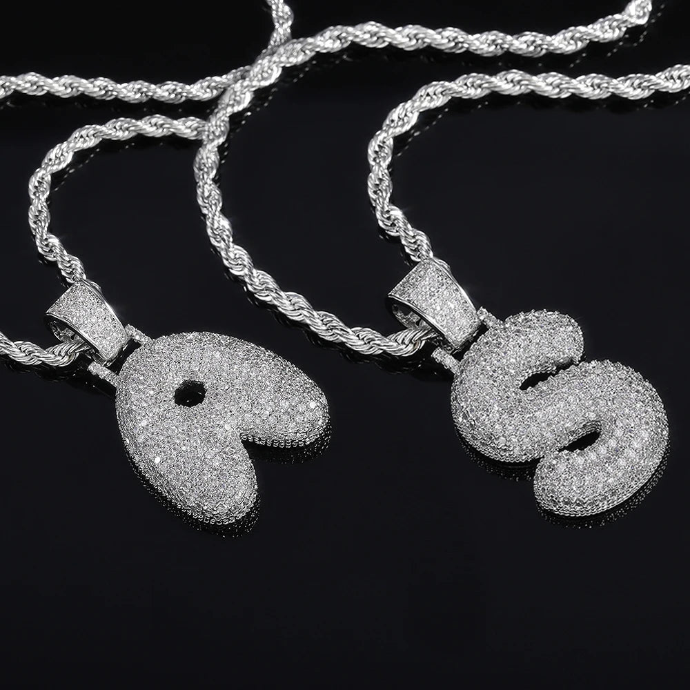 Huitan Hip Hop Letters Pendant A-Z 26 Charm Women Men Silver Color Luxury Pendants Punk Letter Necklaces for Men