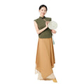 Women Modern Dance Shirt Adult Standing Collar Chinese Knot Button Sleeveless Tops Classical Dance Practice Costume