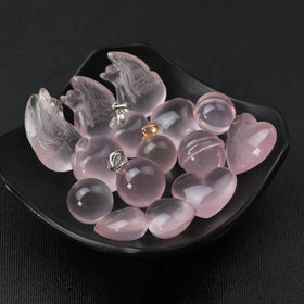 Wholesale 925 Silver Natural Polyhedron Flower Shape Rose Quartz Swan Carving Pendant Crystal Sphere Pendant for Jewelry Making