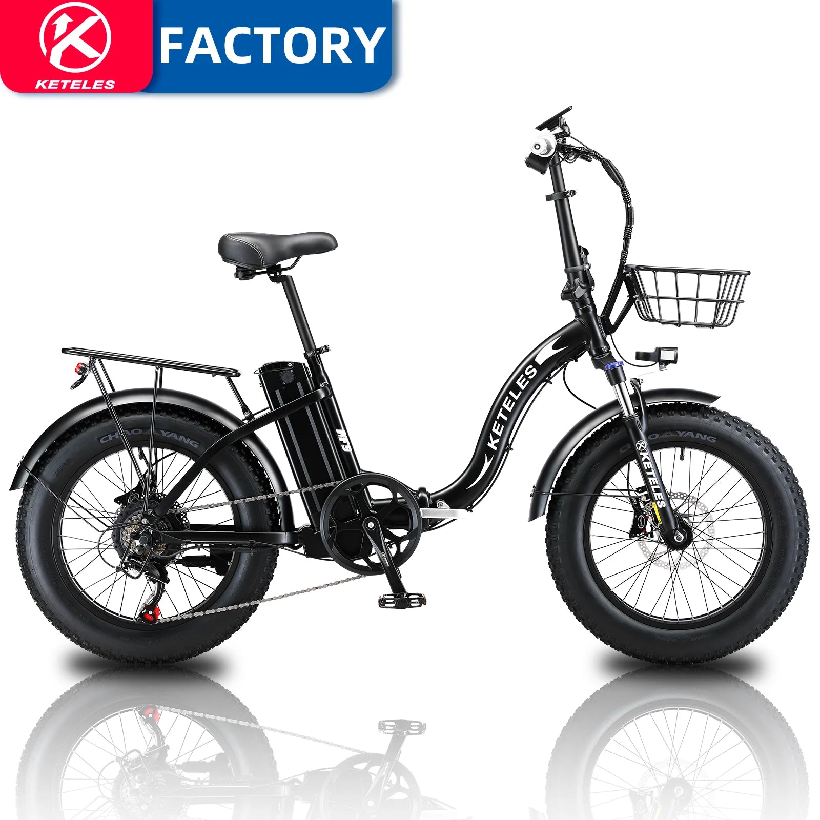 For KETELES KF9 Electric Hybrid Bike 250W/500W/750W/1000W Motor 15AH 48V Lithium Battery 20 Inch Fat Tire Step Design Disc