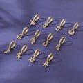 POENNIS Zodiac Sign Women's Jewelry Wholesale 12-Piece Geometric Trendy Zircon 18K Gold Plated Brass Hoop Earrings