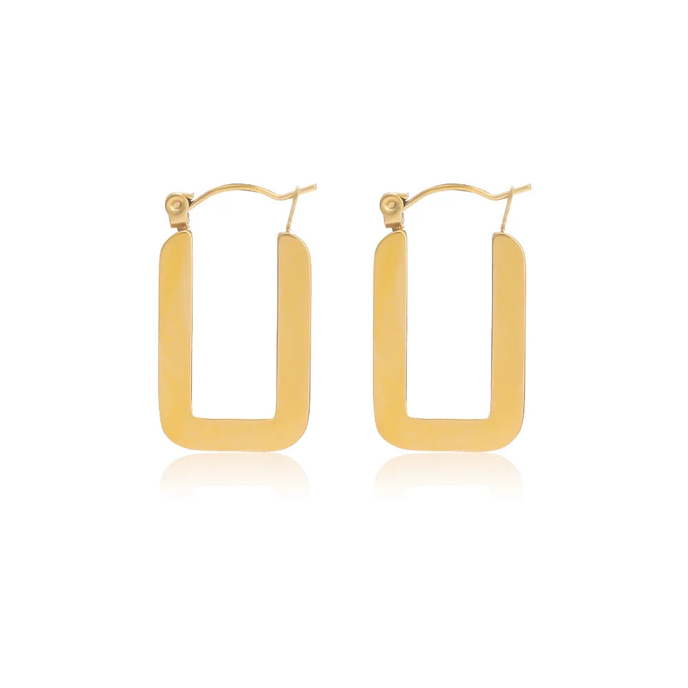 Ivanda Factory Direct Sale 304/316 Stainless Steel Gold Plated Square Pendant Earrings 18K Gold Plating Jewelry Women Made China
