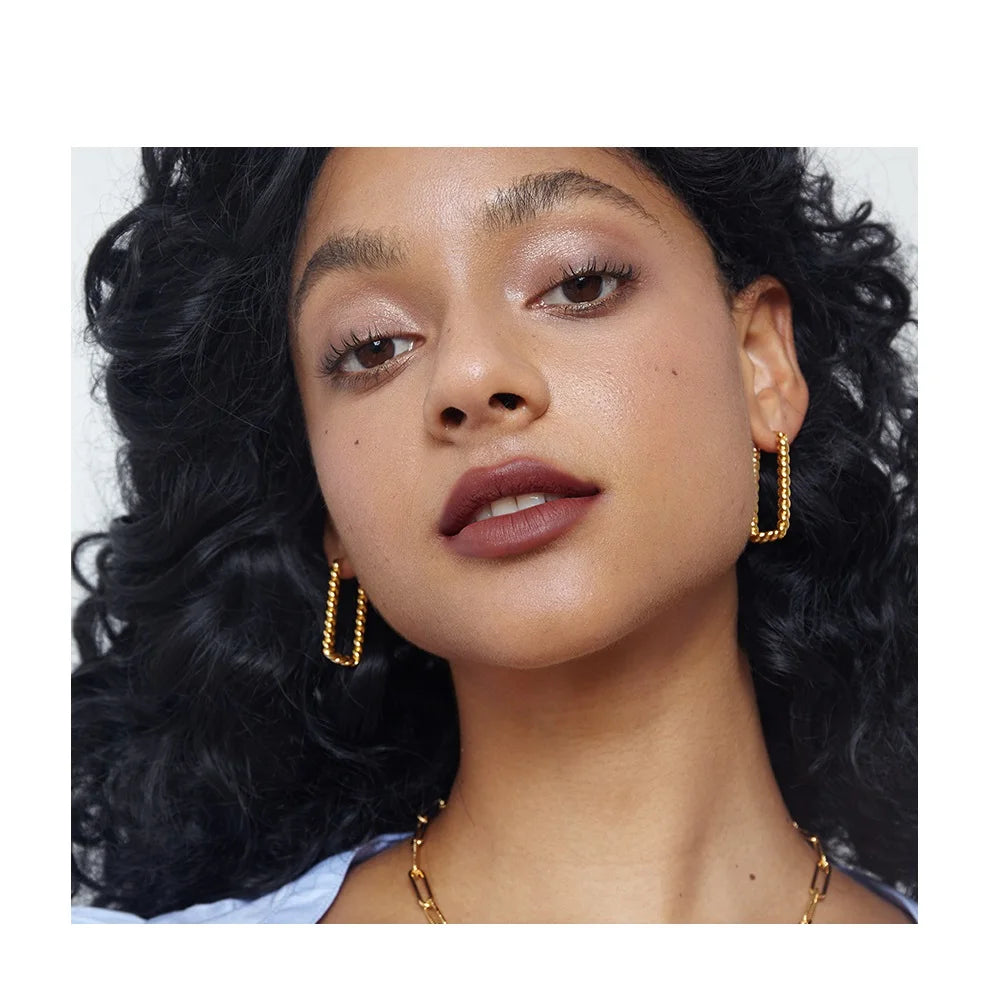 Fashion 18K Gold Plated Brass Jewelry U Shape Twists Hoop Earrings for Women Party Punk Earrings E201168
