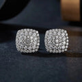 Fine Jewelry Luxury 925 Sterling Silver Cushion Shape Screw Back Earrings VVS Moissanite Diamond Stud Floral Pattern for Gift