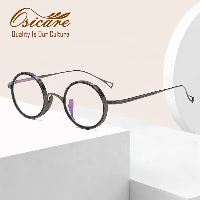 Brand Wholesale Classic Private Vintage Logo Kmn Custom Manufacturer Designer Retro Round Glasses Titanium Eyeglasses Frame