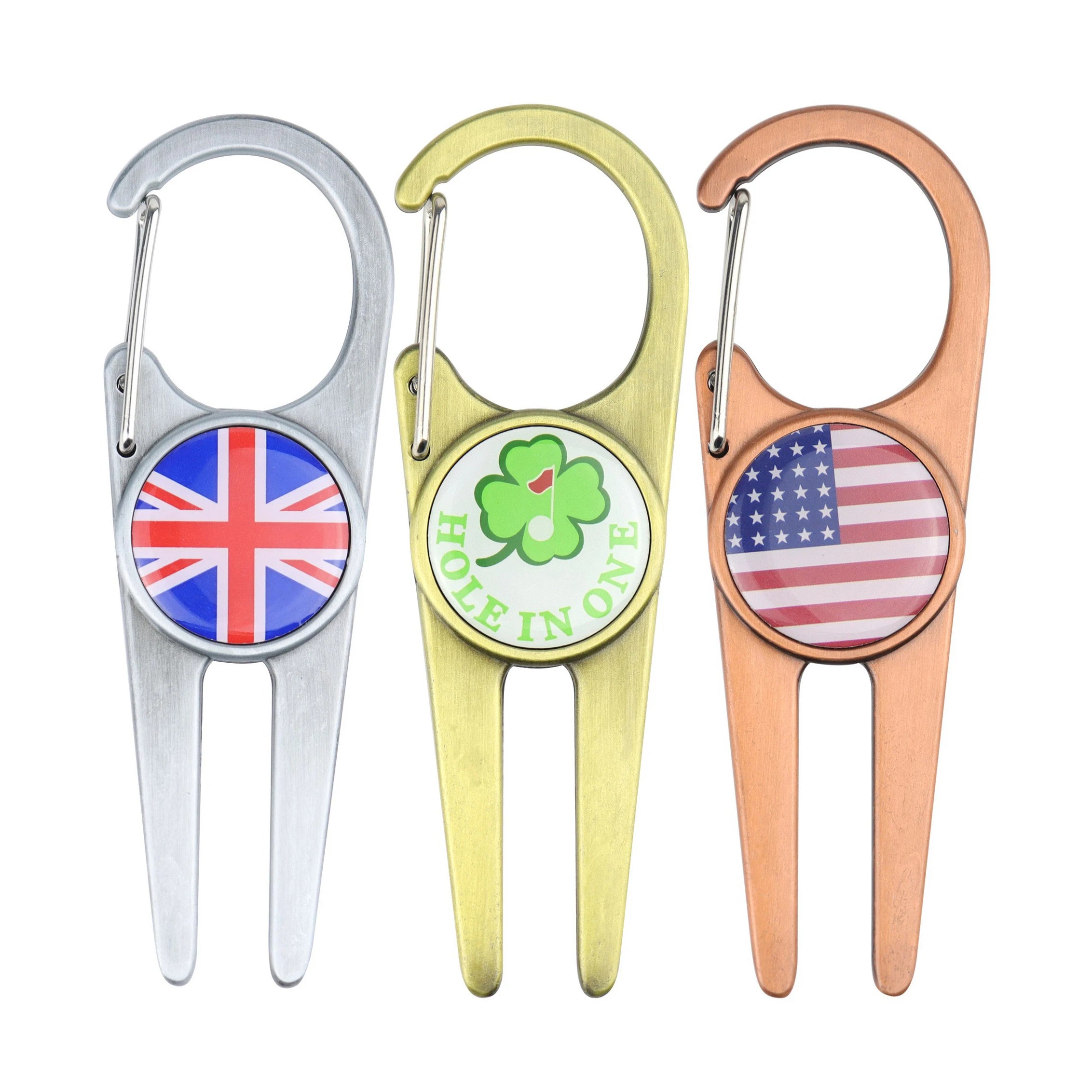Personalized Design Magnetic Hook Belt Clip Golf Divot Repair Tool Custom Logo Golf Pitch Fork
