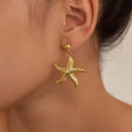 Ocean Sea Shell Beach Statement Earrings 18K Gold Plated Stainless Steel Themed Summer Starfish Seashell Earrings 2025