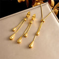 Fashion Simple Stainless Steel Necklace Drop Earrings Vintage Pull-out Chain Earrings and Necklace Set for Women