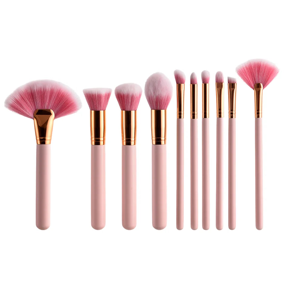 Wholesale 10 Sets of Thin Fan-Shaped Flame Makeup Brushes with Handles Full Set for Women's Eye Shadow Application