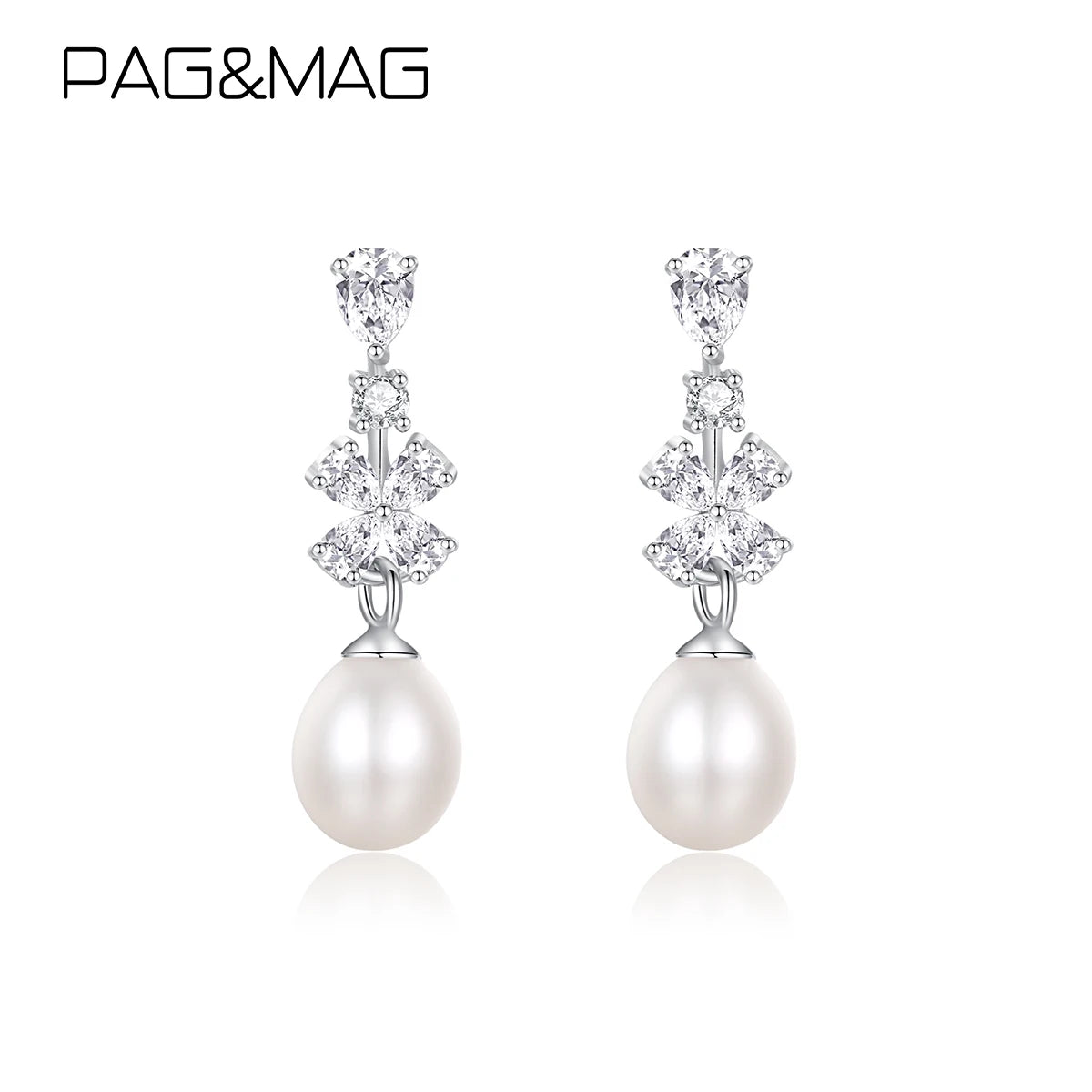 Pag&Mag Wedding New Jewelry Zirconia Sterling Silver Woman Drop Lady Earing Bridal 925 Hot Earring Flower