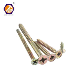 LEKON Yellow Zinc Plated Countersunk Head Self-Tapping CLASS 4 Coarse Thread Wood Screw Metric Chipboard Screw Polybag Packaging