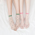 Wholesale Spring Summer New Design Women love Pattern Candy Color Transparent Short Ankle Mesh Socks