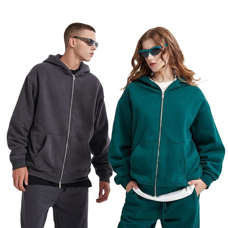 2024 Fall/Winter New Polar Fleece Two Way Zipper Hoodie Custom Embroidery Oversized Blank Hoodie Zipper Unisex