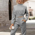 Wholesale Jogger Set New Style Turtleneck Sweater and Pants Set Custom Designer Outfits Sweatshirt Set Women Clothes