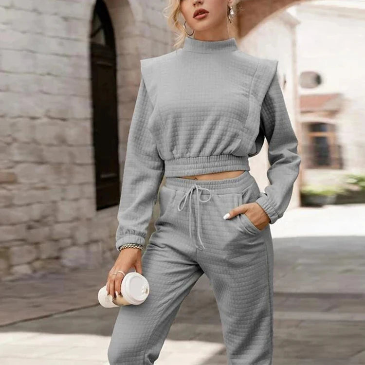 Wholesale Jogger Set New Style Turtleneck Sweater and Pants Set Custom Designer Outfits Sweatshirt Set Women Clothes