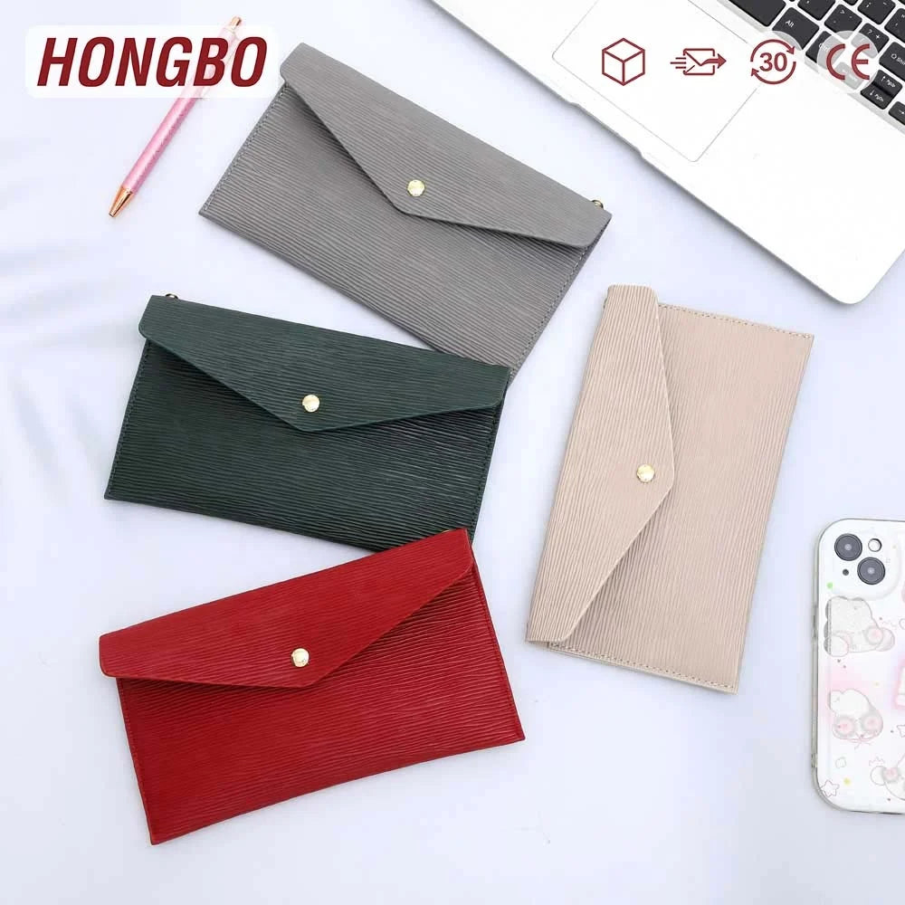 Hongbo New Best Selling 12-Color Saffiano Epi Leather Cash Bag Pouch Wallet of Wristlet Available for Tab Envelopes in Budget