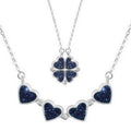 New Design Four Leaf Clover 4-in-1 Wearing Double-Sided Heart Shaped Jewelry Clavicle Chain Necklace