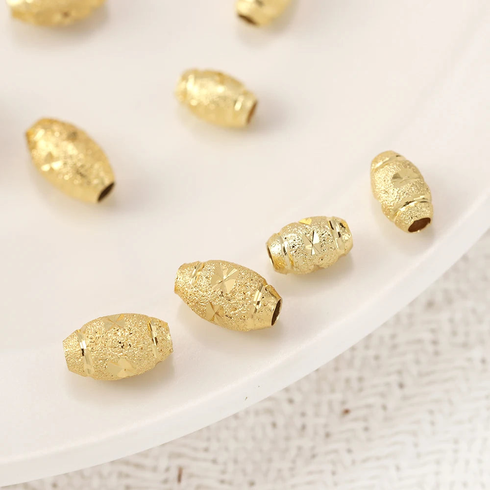 Beads Letters Sand Gold Bucket Beads for Jewelry Making 18k Sand Gold Plated Brass Modern Tribal Beaded Necklace Jewelry