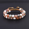 Natural Stone Sunstone Amazonia Bead Stainless Steel Custom Engrave Logo Adjustable Gemstone Bracelet for Women JBS11882