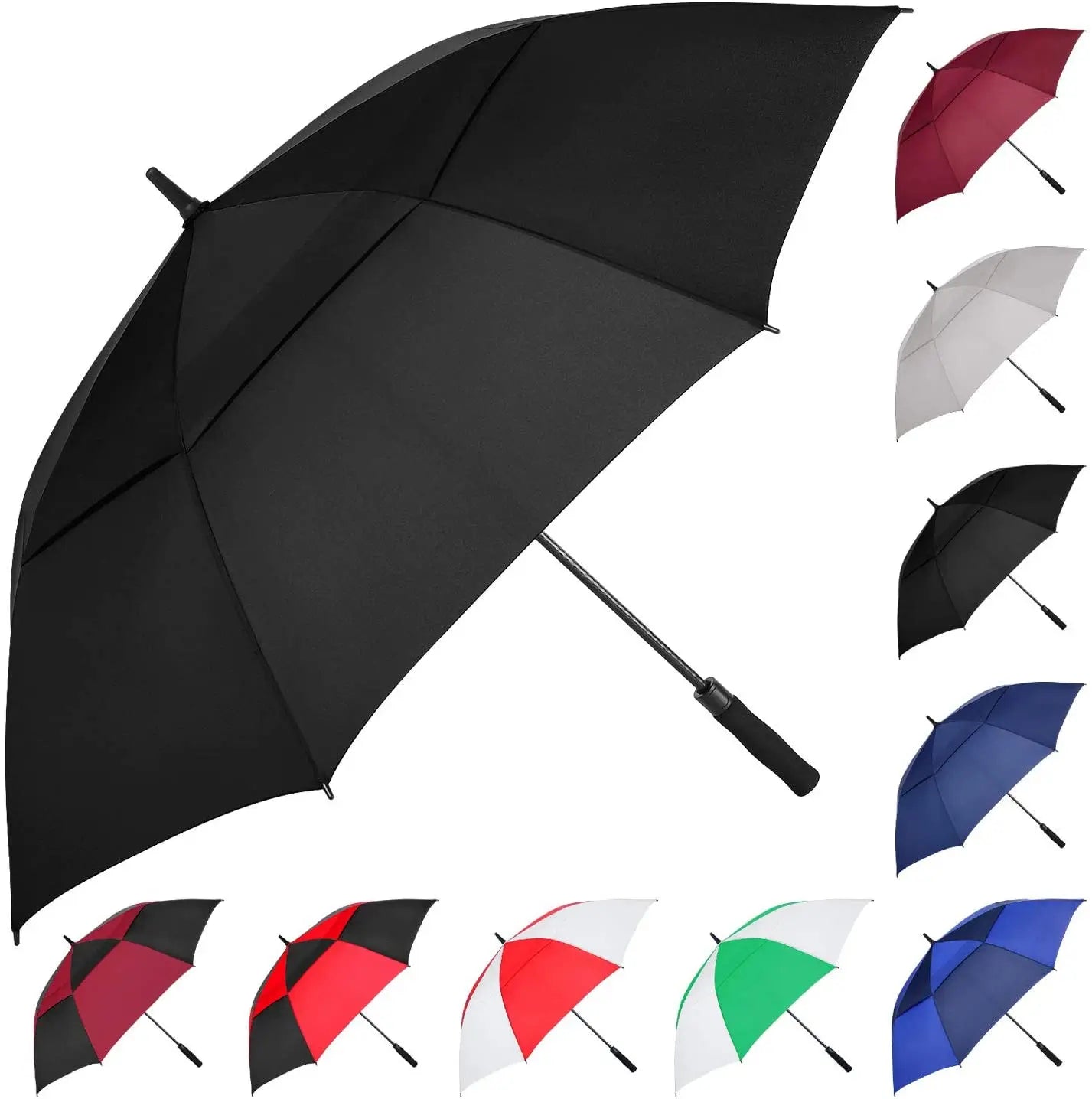 Automatic Open 62 68 72 Inch Extra-Large Oversize Double Canopy Vented Windproof Waterproof Golf Umbrella