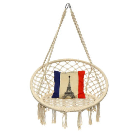 Decorative Storage Hammock Chair Macrame Swing Perfect for Indoor/Outdoor Home Patio Deck Yard Garden (Single Swing)