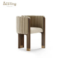 Italian Luxury Modern Industrial Design Dining Chair Wabi Sabi Solid Wood and Suede with Armrests for Apartment Use