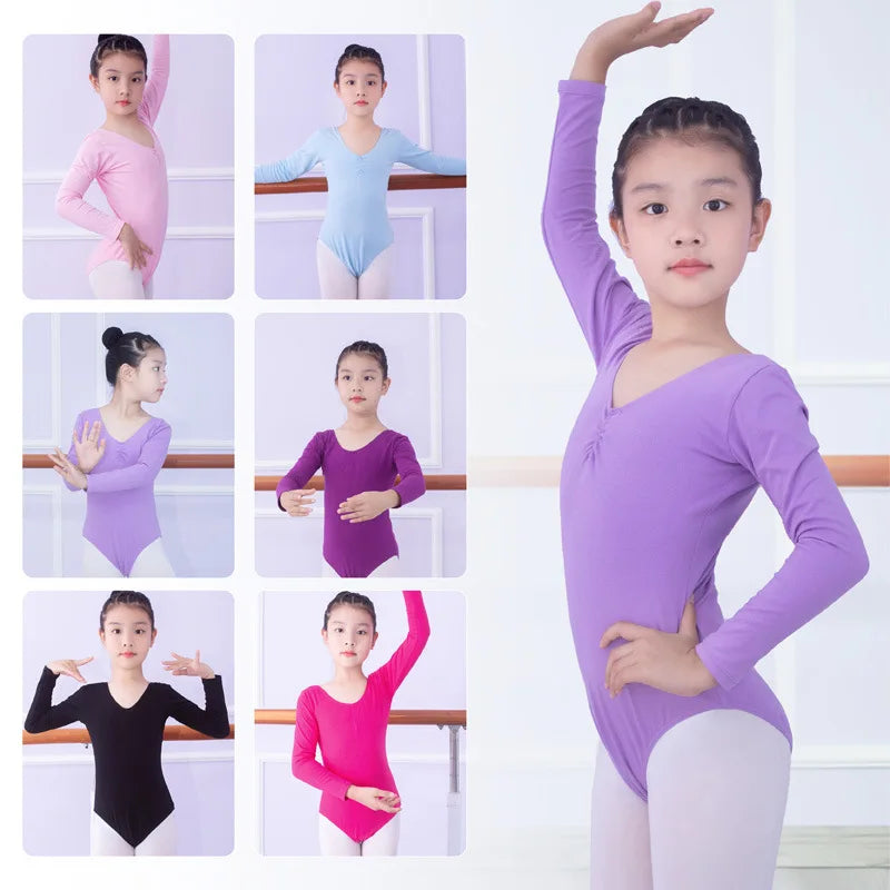Professional Training Dancewear for Girls Long Sleeves Ballet Grade Exam Uniform with Leotard and Skirt 2 to 12Y
