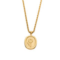 Antique 18K Gold Plated Stainless Steel Pendant Water-Proof Gemstone Necklace with Link Chain Elegant Party Accessory for Women