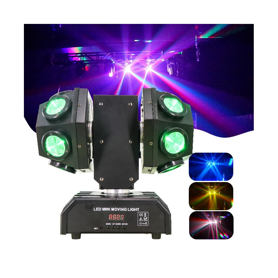 Led 12Pcs 10W Double Arms Spider Led Rotation Dj Moving Head Laser Beam Light With Laser