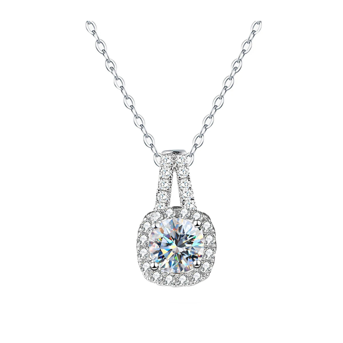 2CT Colored Grey Blue Sapphire Red Pinky Black Green Yellow Blue Moissanite Necklace 925 Sterling Silver Chain Women Jewelry