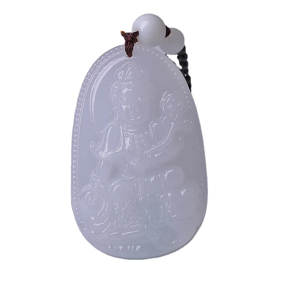 High Quality Natural Rock Crystal Quartz White Carved Buddha Lucky Amulet Pendant Necklace for Women Men
