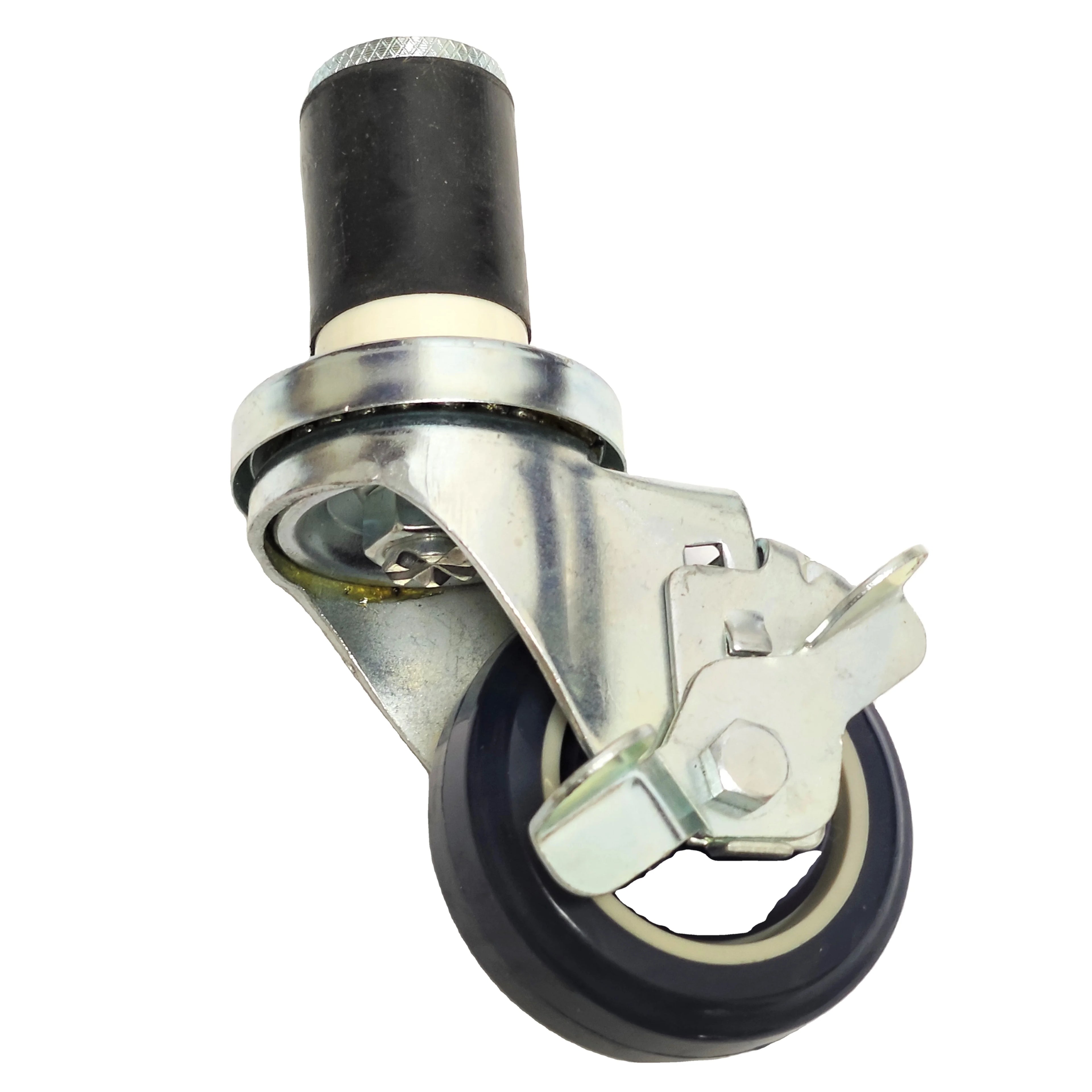HIME HM2204 3 Inch Black and White Round Tube Expansion Mute Universal Hospital Use Furniture Caster Wheel