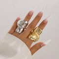 Irregular Big Geometric Metal Rings for Women Trendy Large Designer Finger Rings on Hand Accessories Female 2024 Jewelry Female