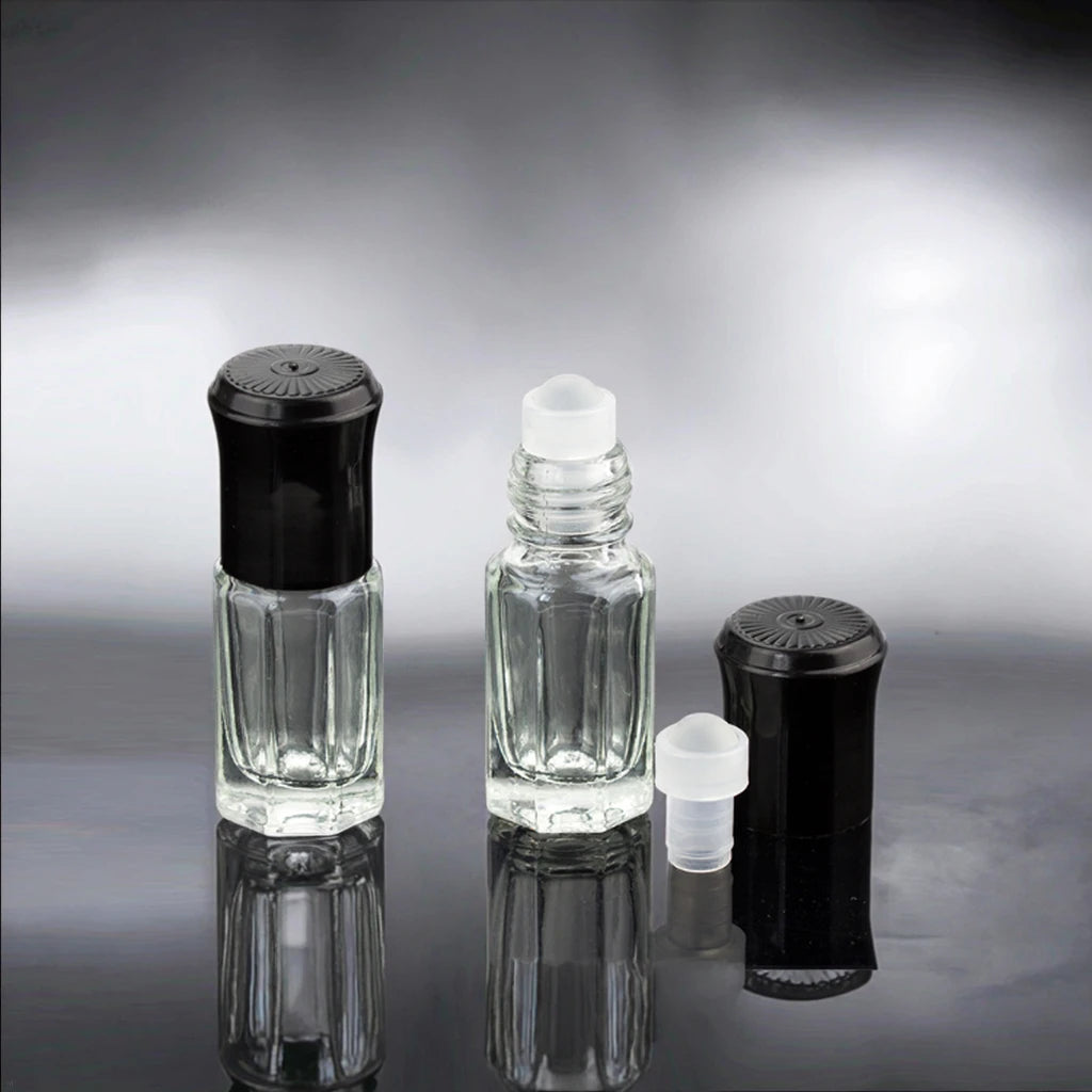 New Crystal Octagonal Shape Empty Octagonal Glass Bottle of Attar Perfume Essential Oil with Glass Roller Bottles 3ml