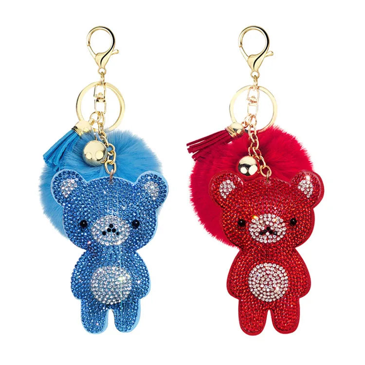 Hot Sale Cute Pattern Design Keychain Leather Key Chain Leather Bear Keychain Luxury Designer Keychain