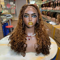 Wholesale Wigs Human Hair Super Double Drawn 18" 3 Tones Color Luxury Curl 13X4 Full Frontal Lace Funmi Curl Wig for Black Lady