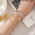 2024 Manufacturers Direct Sales of New Full Diamond Luxury Bracelet Watch Set Women's Quartz Watch Exquisite Five-piece Set