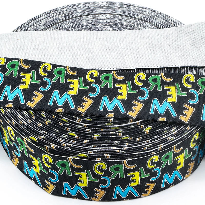 Factory Custom New Brands Band Heat Transfer Digital Print Logo Sublimation Rubber Silicone Printed Elastic Bands Nylon Webbing