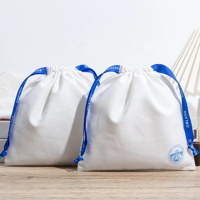 100% Cotton Brush Recyclable Canvas Jewelry Gift Packing Bag White Canvas Pouch