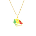 BINSHUO Wholesale Custom Gold Plated Stainless Steel Senegal Map Flag Charm Pendant Necklace for Wedding-Unisex