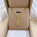 Fashion 18K Gold Plated Stainless Steel Rotating Water Drop Pendant Minimalist Lady Necklace Jewelry for Women Girls