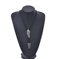 Polo Style Men's Vintage Silver Golden Color Leaf Pendant Necklace Leather Rope Chain Alloy Leave Jewelry