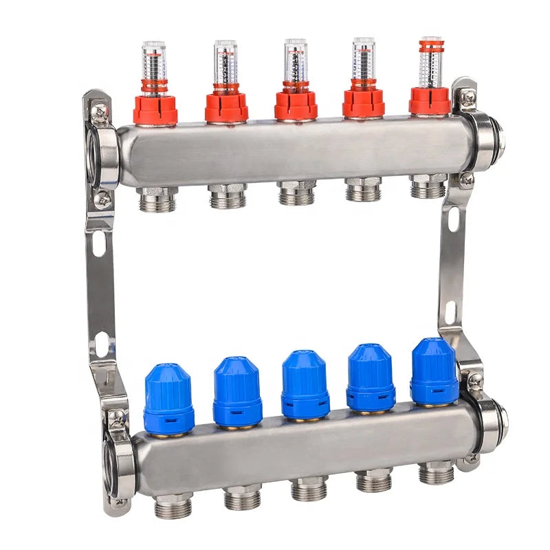 Modern Flexible Stainless Steel Underfloor Heating System Distributor Collector Manifold for Apartment Hydronic Use